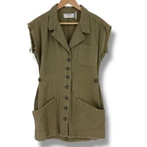 OneTeaspoon Utility Mini Dress Womens Sz XXS Green Button Front Military Style